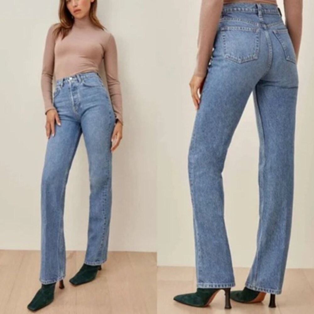 Reformation Light Blue Straight Leg Jeans